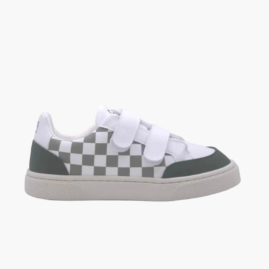 baskets vegan enfant damier kaki, modèle Farfadet - vue côté